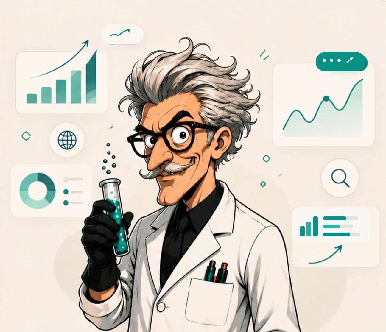 DrSEO laboratory expert holding a test tube